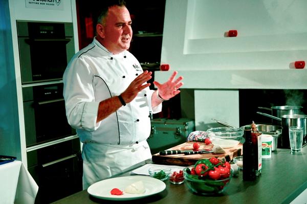 Award-winning celebrity chef Simon Gault in action.  